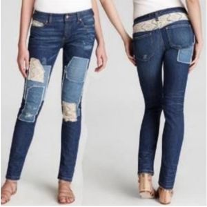 Free People Crochet and Patch Jeans